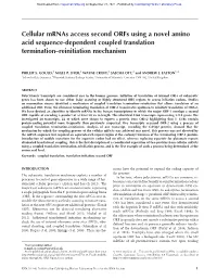 Cellular Mrnas Access Second Orfs Using a Novel Amino Acid Sequence-Dependent Coupled Translation Termination–Reinitiation Mechanism
