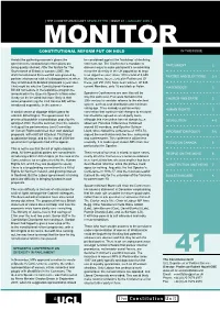 Constitutional Reform Put on Hold in This Issue