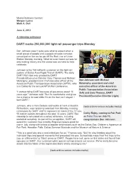 DART Marks 250,000,000 Light Rail Passenger Trips Monday
