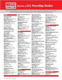 Directory of U.S. Recording Studios