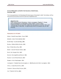 List of Cadet Guard at Execution of John Brown