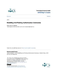 Modelling Anti-Phishing Authentication Ceremonies