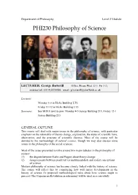 PHI230 Philosophy of Science