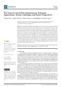 Ten Years of Lateral Flow Immunoassay Technique Applications: Trends, Challenges and Future Perspectives