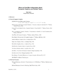 Where to Find More Information About Computer Graphics and Related Topics