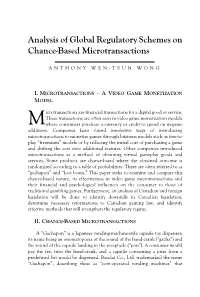 Analysis of Global Regulatory Schemes on Chance-Based Microtransactions