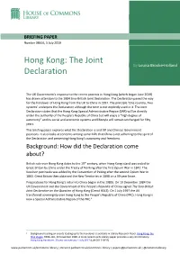 Hong Kong: the Joint Declaration