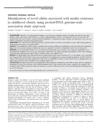 Identification of Novel Alleles Associated with Insulin Resistance In