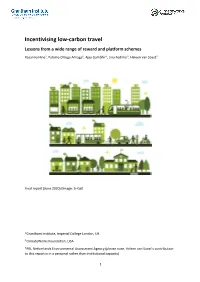Incentivising Low-Carbon Travel Lessons from a Wide Range of Reward and Platform Schemes