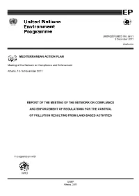 Mediterranean Action Plan Report of the Meeting of the Network on Compliance and Enforcement of Regulations for the Control of P