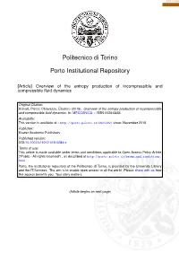 Overview of the Entropy Production of Incompressible and Compressible ﬂuid Dynamics