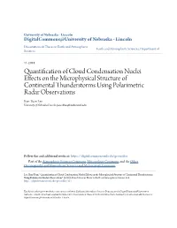 Quantification of Cloud Condensation Nuclei Effects on the Microphysical Structure of Continental Thunderstorms Using Polarimetr