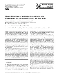Seismic Site Response of Unstable Steep Slope Using Noise Measurements: the Case Study of Xemxija Bay Area, Malta
