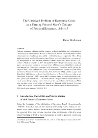 The Unsolved Problem of Economic Crisis As a Turning Point of Marxs