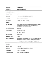 Thrombin Time