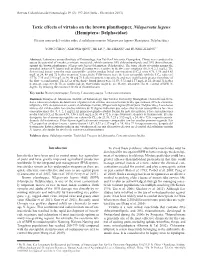 Toxic Effects of Virtako on the Brown Planthopper, Nilaparvata Lugens (Hemiptera: Delphacidae)