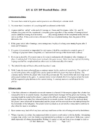 11U & 12U DP Baseball Rules