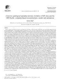 Cenozoic Geological and Plate Tectonic Evolution of SE Asia and the SW Paci®C: Computer-Based Reconstructions, Model and Animations