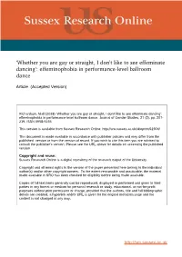 Effeminophobia in Representations of Competitive Level Ballroom Dance