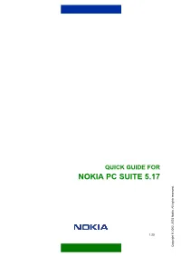 Quick Guide for Nokia Pc Suite 5.17