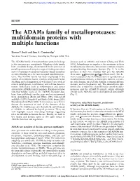 The Adams Family of Metalloproteases: Multidomain Proteins with Multiple Functions