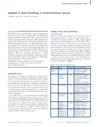 Updates in Tumor Profiling in Gastrointestinal Cancers