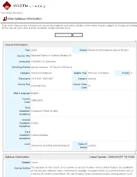View Syllabus Information