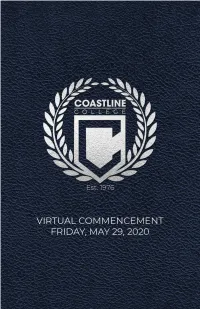 2020 Coastline College Virtual Commencement Program