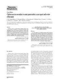 Chylous Ascytes Secondary to Acute Pancreatitis: a Case Report and Review of Literature J