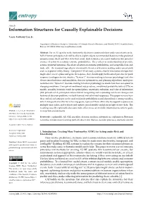 Information Structures for Causally Explainable Decisions