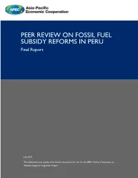 PEER REVIEW on FOSSIL FUEL SUBSIDY REFORMS in PERU Final Report