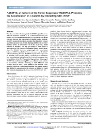 RASSF1C, an Isoform of the Tumor Suppressor RASSF1A, Promotes the Accumulation of B-Catenin by Interacting with Btrcp