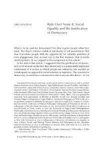 Rule Over None II: Social Equality and the Justification of Democracy