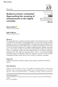 Audience-Metric Continuity? Approaching the Meaning Of