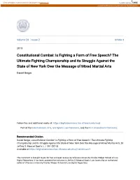 Constitutional Combat: Is Fighting a Form of Free Speech?