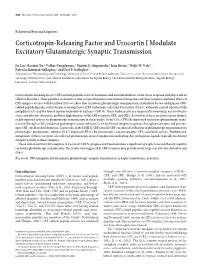 Corticotropin-Releasing Factor and Urocortin I Modulate Excitatory Glutamatergic Synaptic Transmission