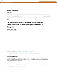 The Interactive Effects of Citizenship Pressure and Job Embeddedness on Positive and Negative Outcomes of Engagement