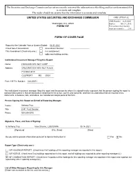 The Securities and Exchange Commission Has Not Necessarily Reviewed the Information in This Filing and Has Not Determined If It Is Accurate and Complete