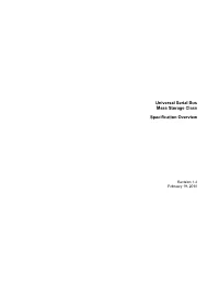 Universal Serial Bus Mass Storage Class Specification Overview