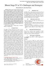 Bharat Stage IV to VI -Challenges and Strategies
