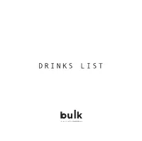 Drinks List Vini Al Bicchiere