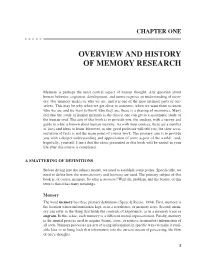 Overview and History of Memory Research