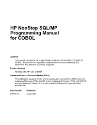 SQL/MP Programming Manual for COBOL