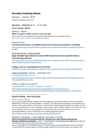 Sunday Evening News January – Januar 2018 Selected and Edited by BGF Jany ______Woche 01 – Week 01 (01.01