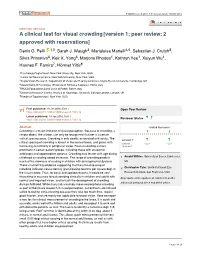 A Clinical Test for Visual Crowding[Version 1; Peer Review: 2