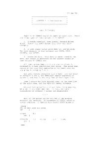 CHAPTER I - Introduction * * * ************************************