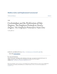 Credentialism and the Proliferation of Fake Degrees: the Employer