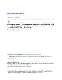 Developing a Framework for a Constitutional Military Chaplaincy