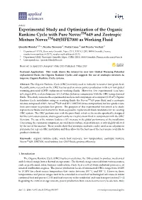 Experimental Study and Optimization of the Organic Rankine Cycle with Pure Novectm649 and Zeotropic Mixture Novectm649/HFE7000 As Working Fluid
