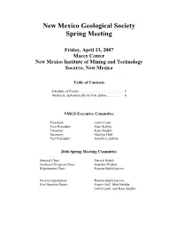 New Mexico Geological Society Spring Meeting